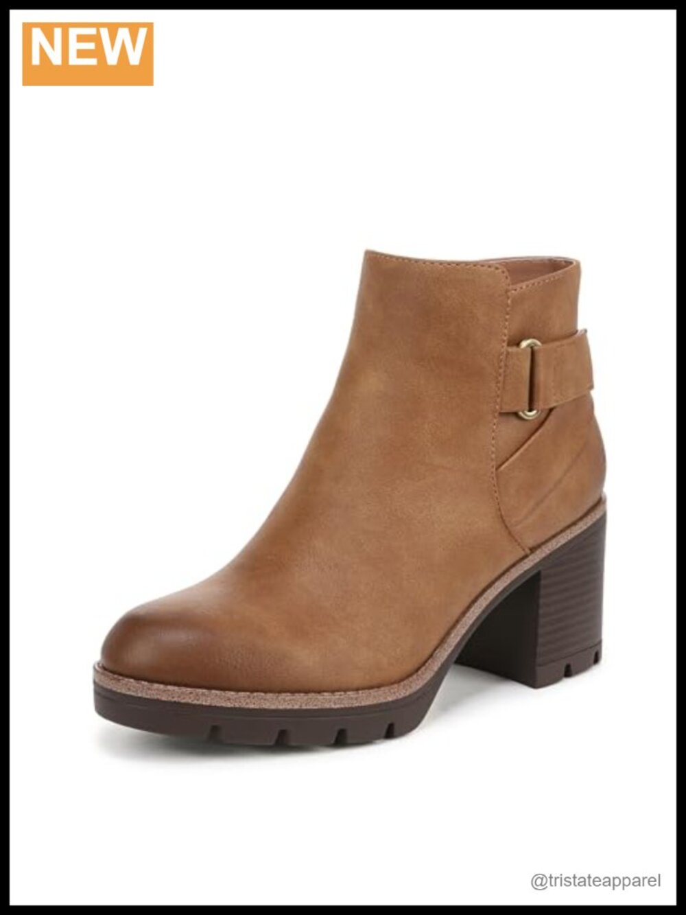 Water-Repellent Ankle Bootie with Strappy Details Lug Sole Side Zip